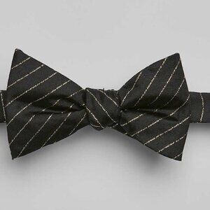 Jos. A. Bank Metallic Stripe Pre-Tied Bow Tie - Silver